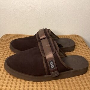 Suicoke Zavo-Cab Olive Mens US 13 Dark Brown Suede Mules Slippers Sandals Vibram